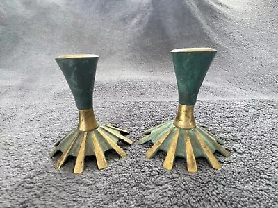 Set Of 2 Older Vintage Brass Made In Israel Short 3  Candlesticks Candle Holders • $22