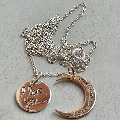 Sterling I Love You To The Moon And Back Necklace Marked 925 LA 2.5g 18  Long  • $3.99