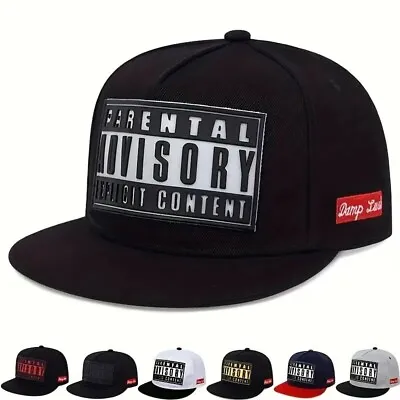 Parental Advisory  Baseball Cap Snapback Flat Men Women Peak Hip Hop Hat Quote • £9.95