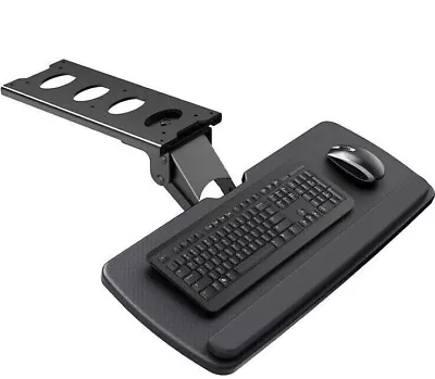 Under Desk Keyboard Tray Adjustable Black 25 Wx9.8 D HUANUO HNKB03 • $34.99