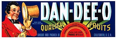 Original Crate Label Vintage Dan Dee O Top Hat Cane Typography 1960s Fruit Box • $2.95