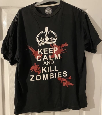 £7 • Buy Obscene Clothing Lads Rags Keep Calm And Kill Zombies T-shirt Black Large