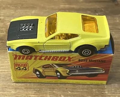 Matchbox 🏁 Superfast 🏁 Diecast Box #44 🚨 Boss Mustang 🚨 1972 Vtg In Og Box!! • $20