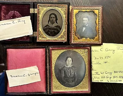 Lot Of Antique Photos Inc ID'd New Hampshire Girl 1840s Daguerreotype Union Case • $475