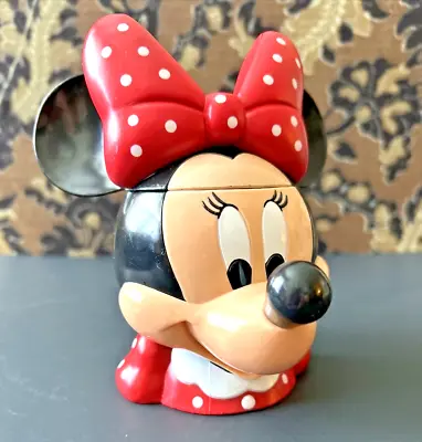 Disney's Minnie Mouse Head Plastic Flip Top Cup Red Bow • $10