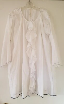 £57.67 • Buy CAROLE FAKIEL Blouse Romantic Poet Shirt Tunic Cotton Voile Top Sz 1 Lagenlook 