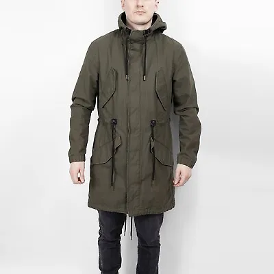 H&M Divided Men's Fishtail Parka Military M-51 Style Cotton Canvas Coat Small • $39