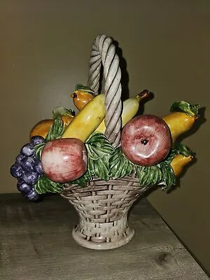 Intricate Vintage N Capodimonte Fruit Basket Made In Italy Beautiful • $199.99