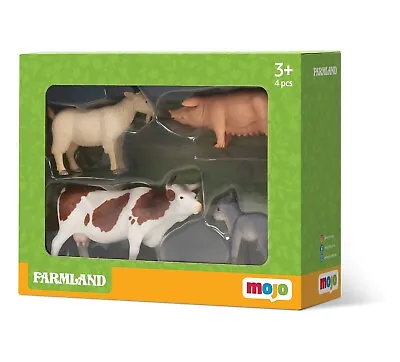 Mojo FARMYARD FUN STARTER 4pc SET 2 Animal Farm Livestock Kids Figures Models • £25.95
