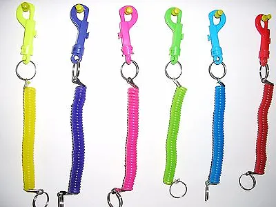 Keyring Funky Spiral Stretch Coil Keychain Lanyard Bag Ornament Belt Hook • £2.99