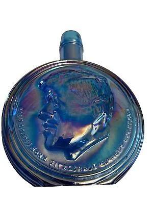 Wheaton Presidential Glass Decanter Irridescent Blue WHEATON John F. Kennedy 8” • $10
