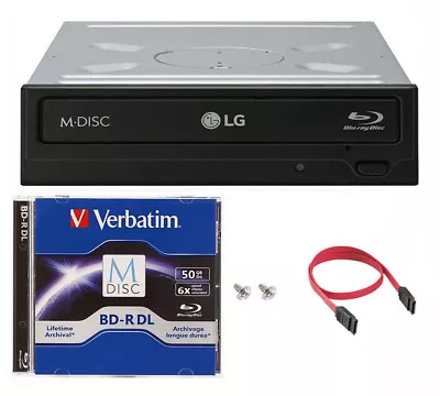 $88 • Buy LG 14x WH14NS40 Internal Blu-ray Burner+50GB Verbatim M-Disc BD-R DL+SATA Cable