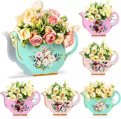 6 Pcs Tea Party Decorations Floral Teapot Flower Boxes Centerpiece Tea Party Cen • $22.65