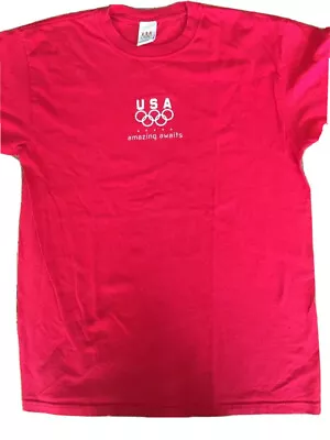 USA Olympics Amazing Awaits K1 Kayak Red Cotton Tshirt Mens Size L • $28.80