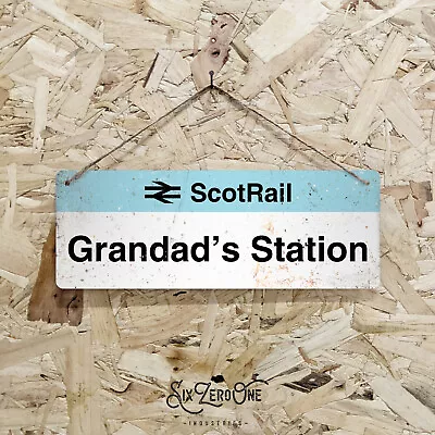 Personalised ScotRail Metal Sign Horizontal - Train Worn Rusty Look Any Name • £10.49