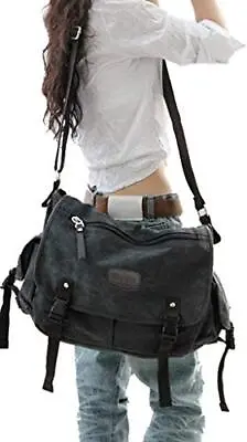 Upgraded Vintage Canvas Messenger Bag Large Book Laptop Shoulder Bag Women Me... • $63.44