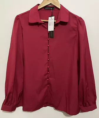 ZANZEA Size M Women’s Top Shirt Red Long Sleeve Button Up Collared Summer New • $20.61