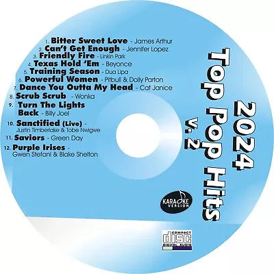 CUSTOM KARAOKE 2024 TOP POP V2 12 GREAT SONGS Cdg CD+G RARE JT J-Lo BEYONCE + • $26.95