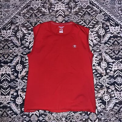 Champion Cut Off Solid T-Shirt Red Men's L • $15