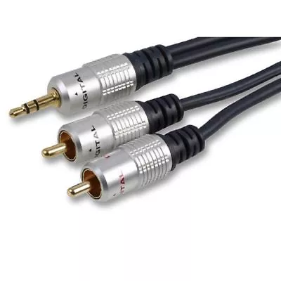 0.5m SHIELDED OFC 3.5mm Jack To 2 RCA Audio Cable Twin Phono Stereo Aux Lead • £4.09