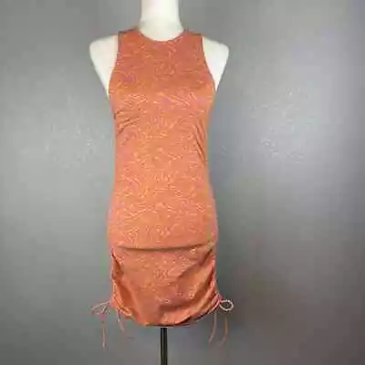 Motel Rocks Ardilla Bodycon Dress S Small Orange Pink Trippy Waves Sleeveless • $28.69