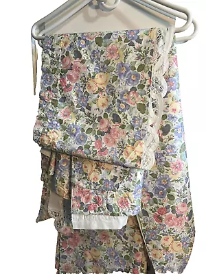 Laura Ashley Quartet 104”x40  Floral Drapes Curtains With 3 Piece Valance • $63.20
