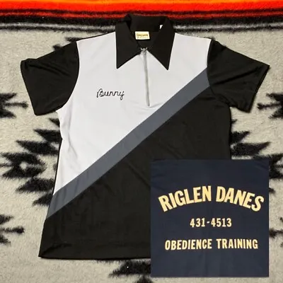 Sz 36- Vintage 70’s King Louie Chain-stitch ‘Bunny’ Bowling Shirt Talon USA!! • $35