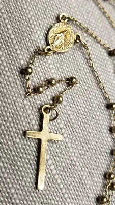 Vintage Rosary Tiny Mexican Silver Beads Crucifix Christian H90 • $99.99