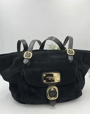 Auth. MICHAEL KORS  Black Hudson Downtown Suede Shoulder Tote Bag $398  E-1205 • $110