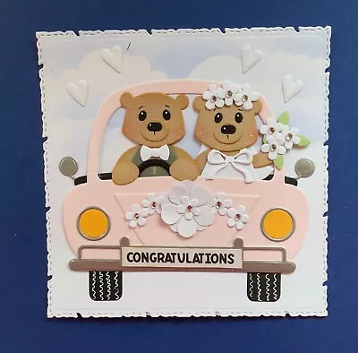 £2.20 • Buy Handmade Wedding Card Topper …bride & Groom/honeymoon Car/sentiment/flowers  C