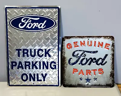 2 Genuine Ford Parts & Ford Truck Parking Vintage Style Embossed Metal Signs • $24.99