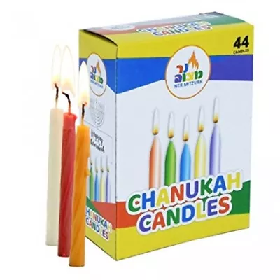 Traditional Thin Kosher 44 Chanukah Wax Candles Mix Colours Hanukkah - 8 Nights! • £49.99