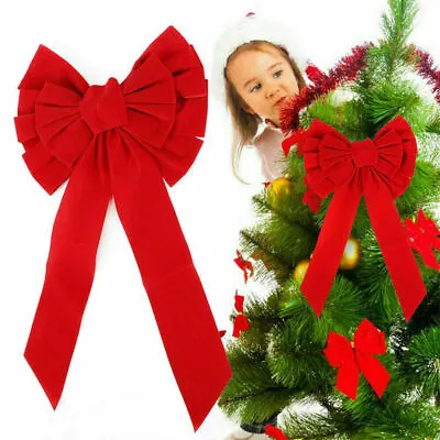  45*25 Large Bows Christmas Tree Bowknot Ornaments Gift Present Party Xmas Decor • £4.79