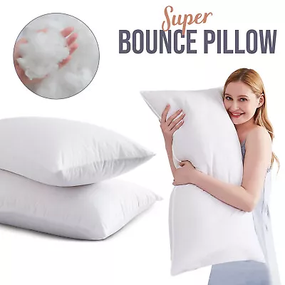 Pack Of 2 Extra Filled Pillow Firm Deluxe Bounce Back Hotel Quality Bed Pillows • £9.99