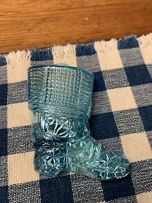 Vintage BLUE GLASS BOOT / SHOE WALL MATCH HOLDER W/ STRIKER • $9.18