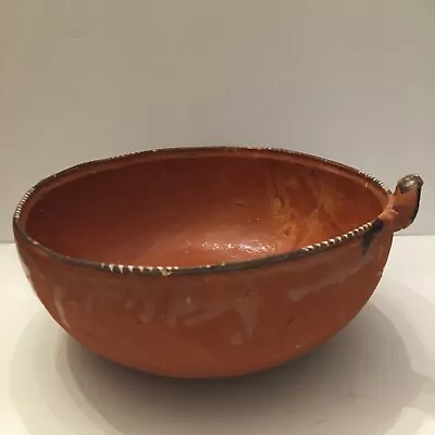 Vintage Mexico Redware Pottery Bowl Folk Art • $18.99