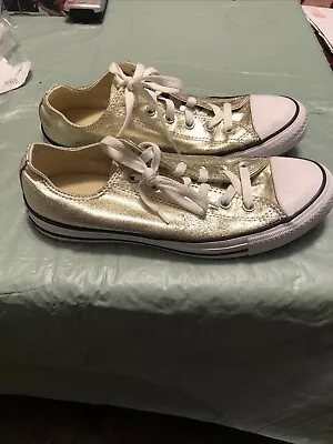 Converse All-Star Gold Canvas Low-Top Sneakers W10 M8 • $20