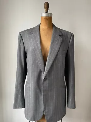 H.HUNTSMAN & SONS - Savile Row - One Button Pinstripe Grey Blazer 38R • $350