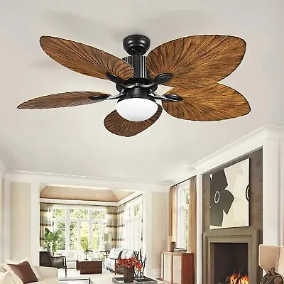 52''LED Ceiling Fan With Remote Control Reversible Lamp 5 Palm Tropical Blades • $100.99