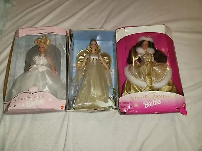 Lot Of 3 BARBIES DREAM BRIDE  ANGLELIC INSPIRATION WINTER FANTASY • $24.99