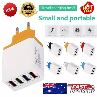 Portable 4 USB Travel Wall Charger 3A Mobile Phone Fast Charging Charger EU Plug • $9.59