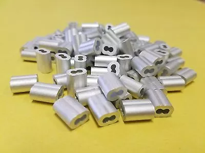 Aluminum Swage Crimps/Sleeves For 3/32  Wire Rope Cable:50100200500 &1000 Pcs • $7.99