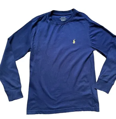 Ralph Lauren Polo Boys T-Shirt Long Sleeve Top 6-7 Years Small Navy Blue Cotton • £7.99