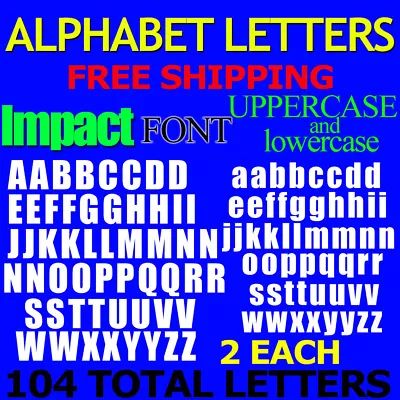 IMPACT ALPHABET Upper And Lower 1/2  3/4  1  1.5  2  2.5   3  FREE SHIP STICKER • $8.95