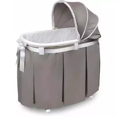 Oval Bassinet With Ceiling Foam Pad Removable Washable Liner Skirt Gray Unisex • $83.63