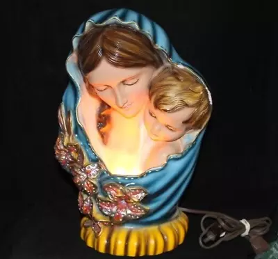 Vintage Columbia Statuary 1966 Madonna And Child Signed Italy Light Tv Lamp 13  • $51.99