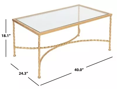 Safavieh Gold Leaf Glass Coffee Table Reduced Price 2172723030 AMH8318A • $222