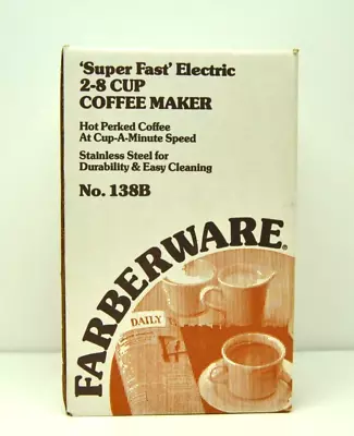 VINTAGE Farberware Super Fast Electric 2-8 Cup Coffee Maker No.138B Sealed Box • $189.99