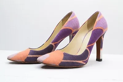 Miu Miu Plum Purple Orange Retro Knit Slip-On Pump Heels Womens Sz EU 36 • $19.97