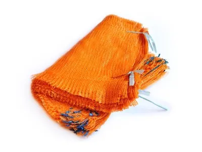 Orange Net Sacks With Drawstring Raschel Bags Mesh Vegetables Logs Kindling Wood • £0.99
